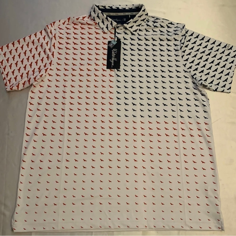 NWT Walter Hagen USA Eagle Flag Print Golf Polo Mens Size Stretch New - Picture 3 of 14